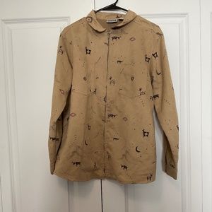 Chicos design buttons down long sleeve shirt size 1